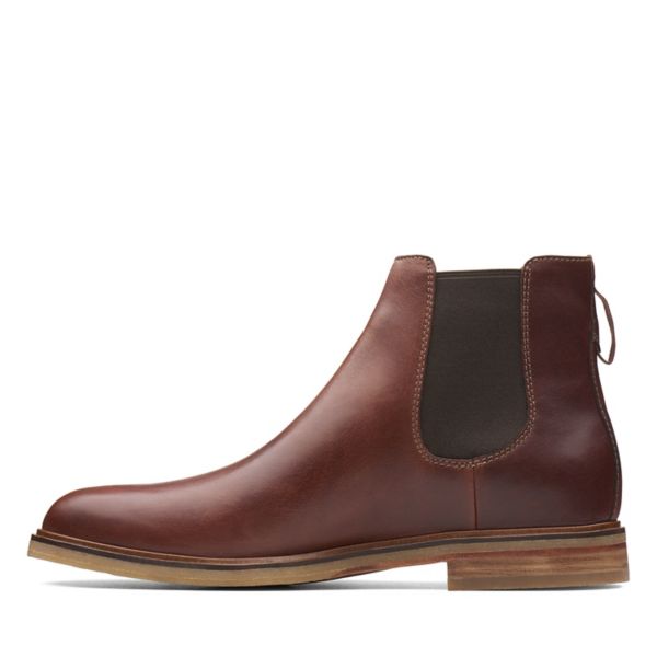 Clarks Mens Clarkdale Gobi Chelsea Boots Mahogany Leather | UK-5426379